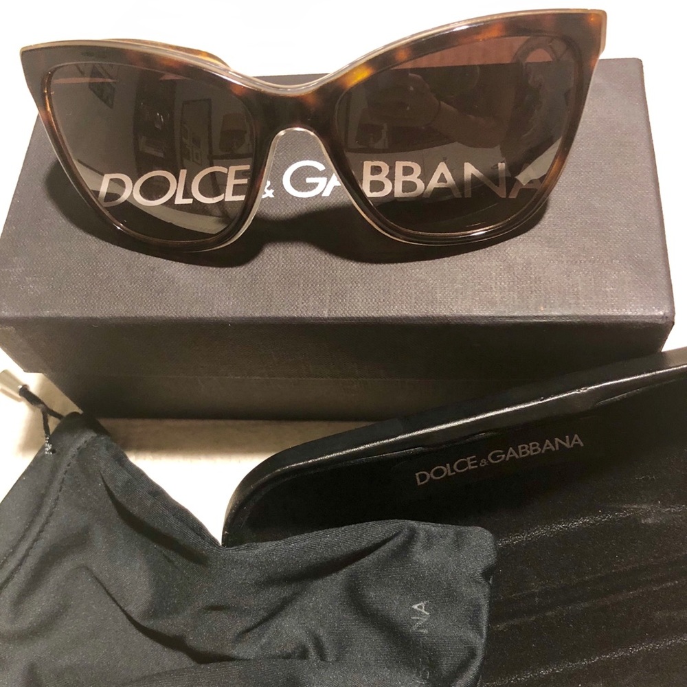 Dolce & Gabbana Havana Glitter Gold Sunglasses - Picture 1 of 4